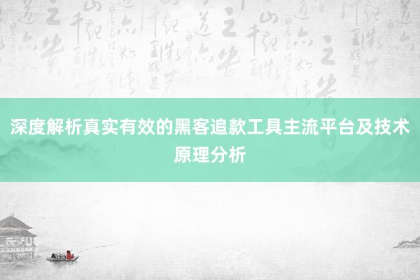 深度解析真实有效的黑客追款工具主流平台及技术原理分析
