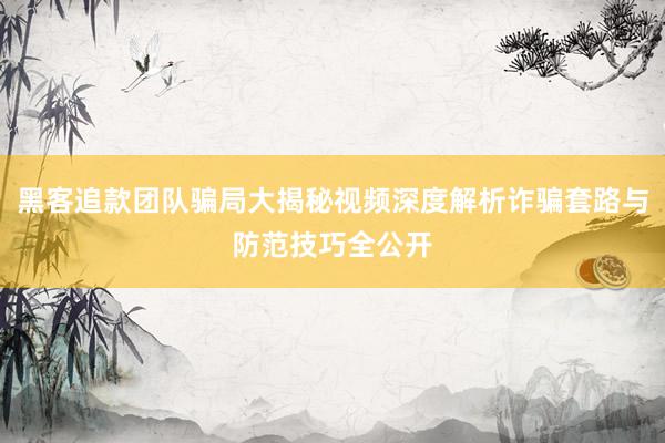 黑客追款团队骗局大揭秘视频深度解析诈骗套路与防范技巧全公开