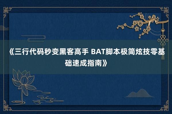 《三行代码秒变黑客高手 BAT脚本极简炫技零基础速成指南》