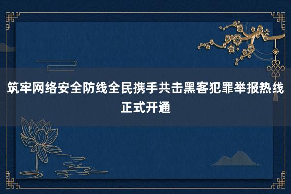 筑牢网络安全防线全民携手共击黑客犯罪举报热线正式开通
