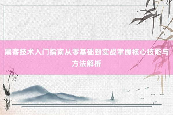 黑客技术入门指南从零基础到实战掌握核心技能与方法解析